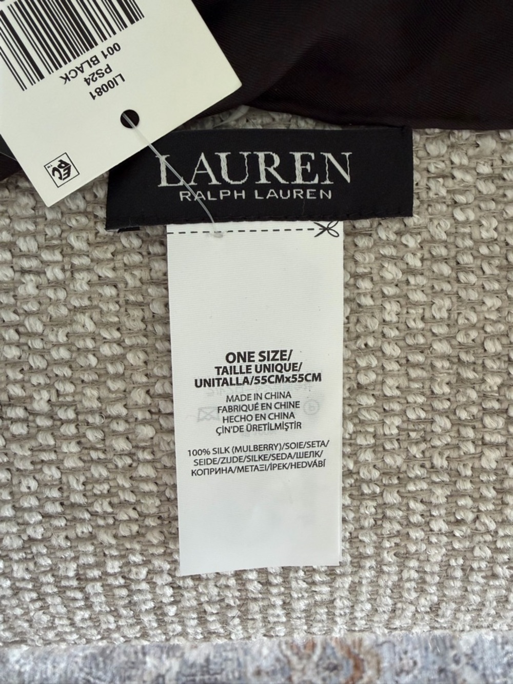 Lauren Ralph Lauren Black Label Silk Scarf - Black - Picture 4 of 6